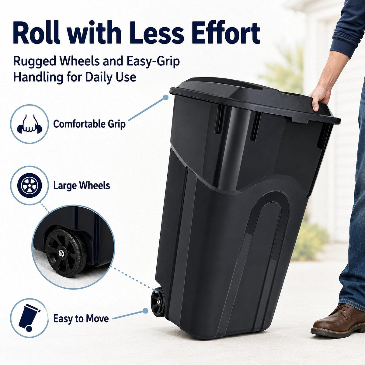 45 Gallon Wheeled Outdoor Trash Can with Locking Lid