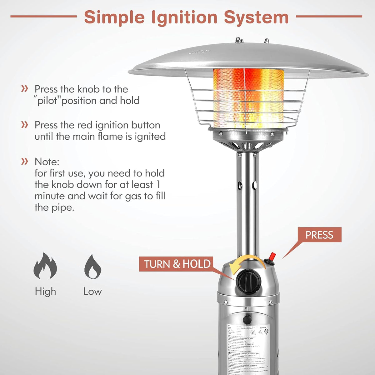 Outdoor Propane Patio Heater, 11,000 BTU Portable Tabletop Heater