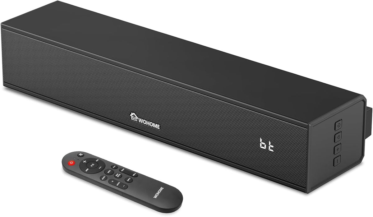 2.1 Sound Bar for Smart TV with Built-in Subwoofer, 6 Levels Voice Enhancement, 15 Inches Small TV Soundbar Speakers
