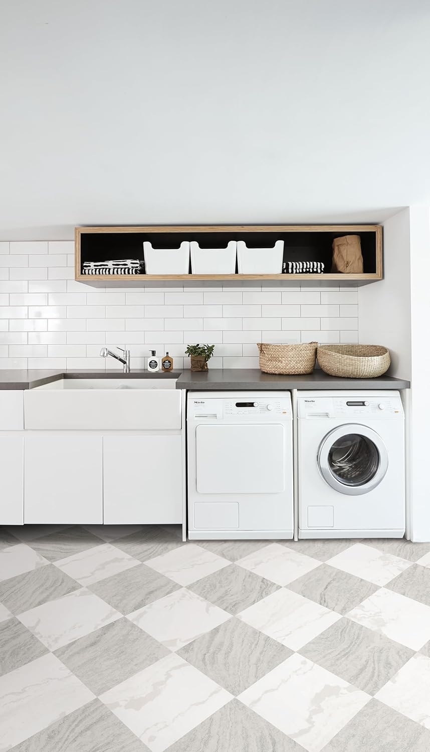 x Chris Loves Julia 12-in by 12-in Bonneville Beige Peel and Stick Floor Tiles, FP5061