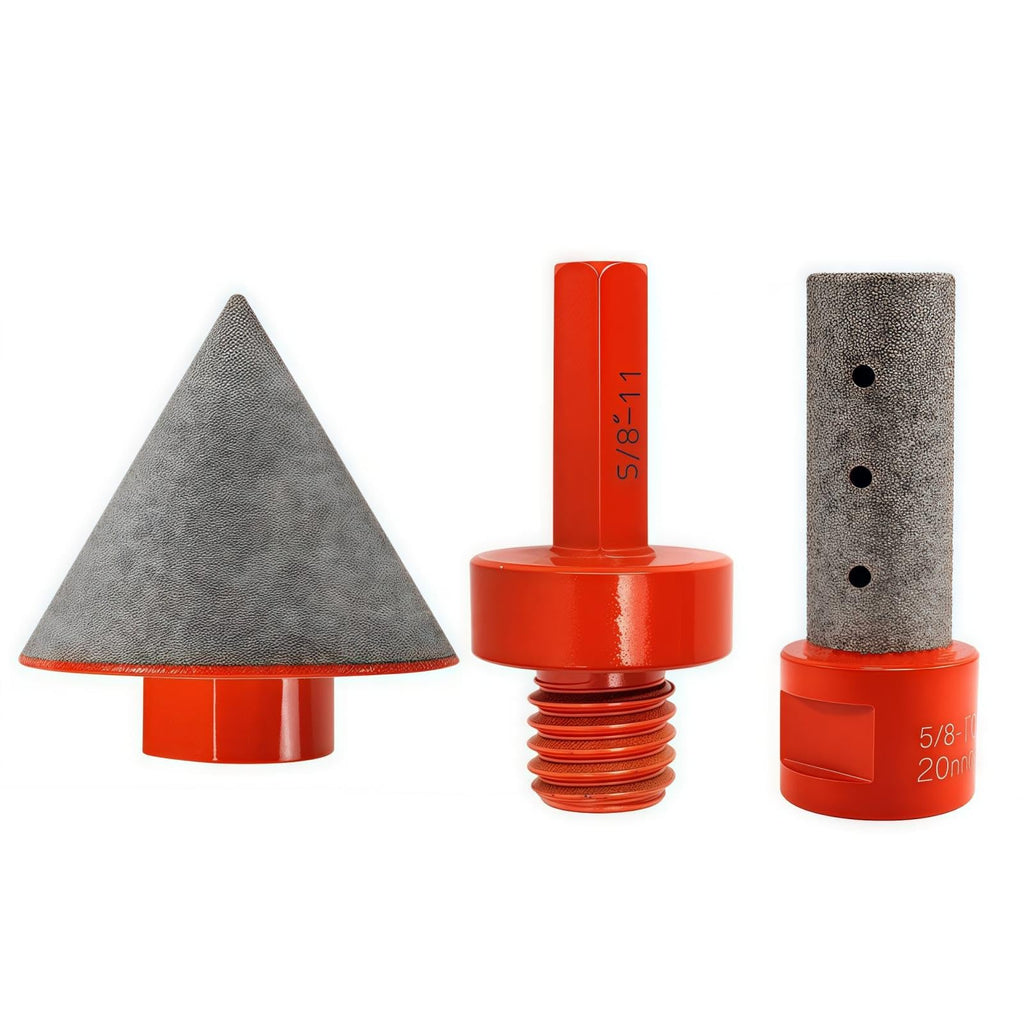 3 PCS Kit Professional Diamond Chamfering Set, Tile Cone Grinder Bit with 5/8"-11 Drill Adapter, Countersink Drill Bits Set, Tile Drill Bits, Diamond Core Hole Saw Drill Kit for Glass Ceramic