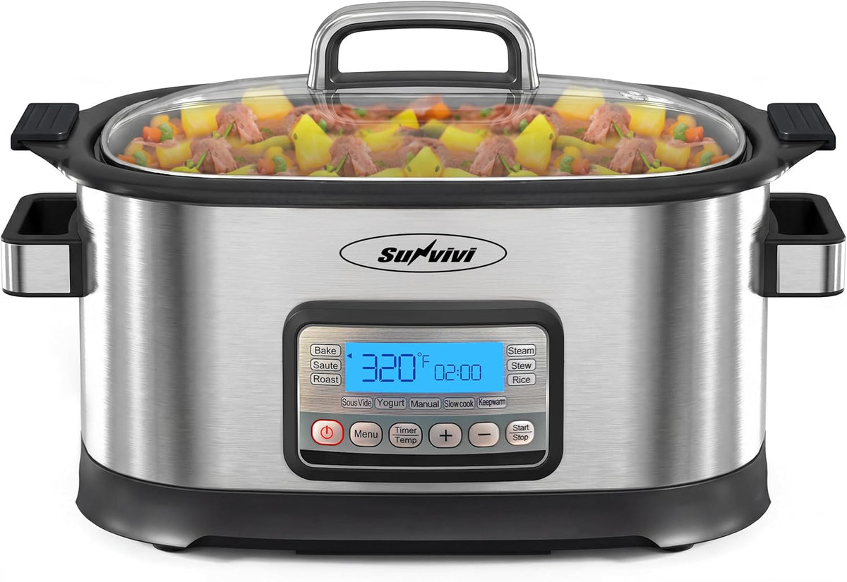 12-in-1 Programmable Slow Cooker 6.5QT with Timer & Keep Warm | Multicooker with Timer & Temp Control, Dishwasher