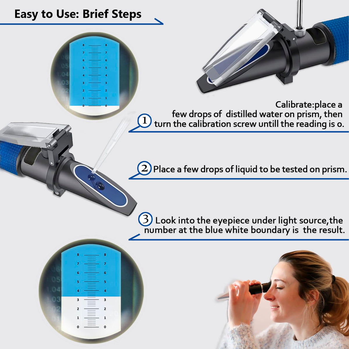 0-80% Brix Meter Refractometer for Measuring Sugar Content in Fruit, Honey, Maple Syrup and Other Sugary Drink, with