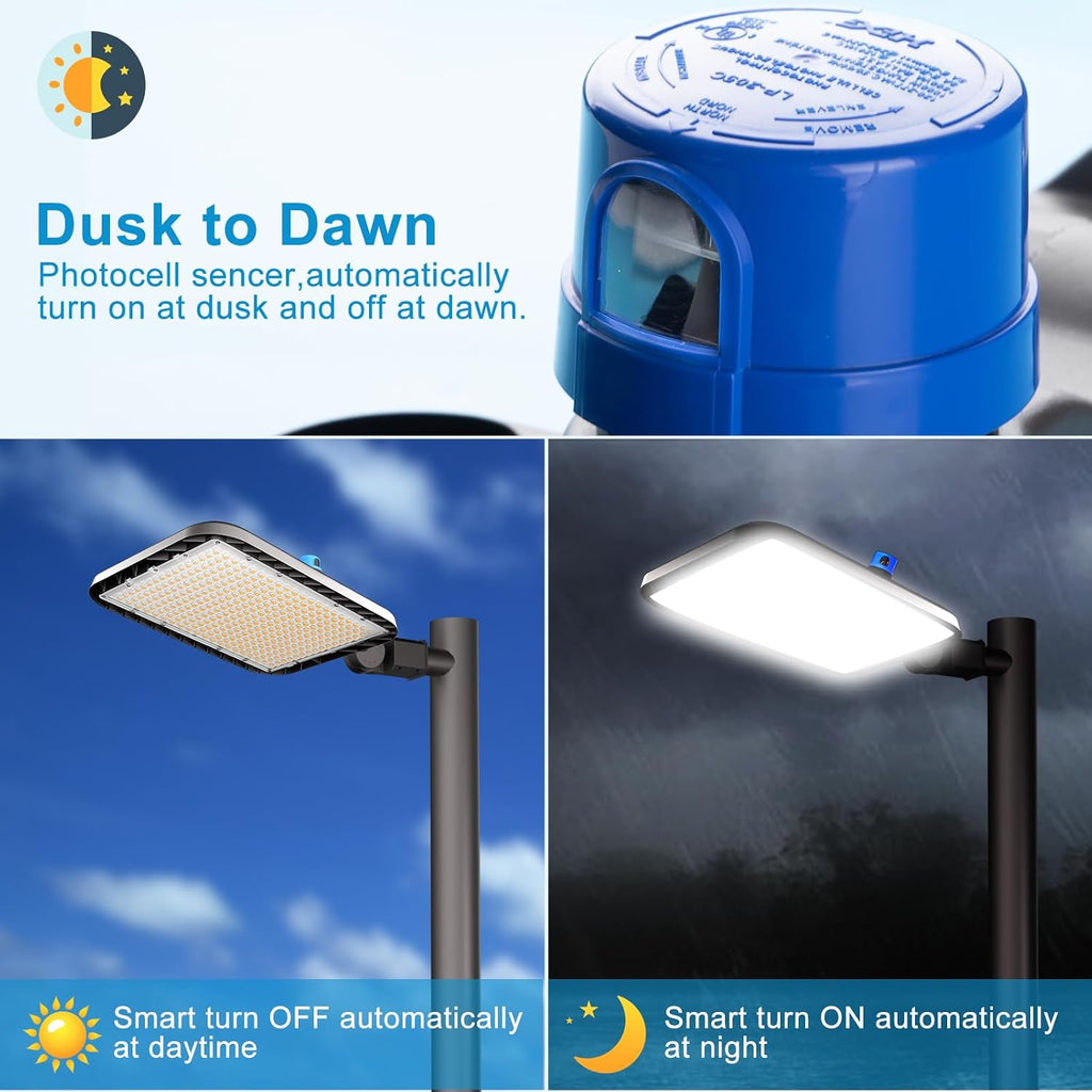 Lightdot 500W LED Parking Lot Lights Outdoor Arm Mount 5000K Parking Lot Lights Commercial with Smart Photocell Outdoor LED Pole Light for Yard,Driveway- 1Pack