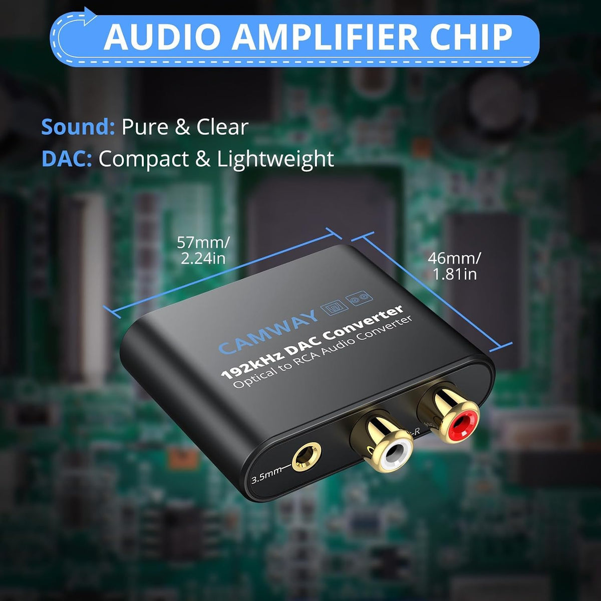 Digital to Analog Audio Converter,192kHz Optical to RCA,Optical to 3.5mm DAC,SPDIF/Toslink Audio Adapter for HDTV