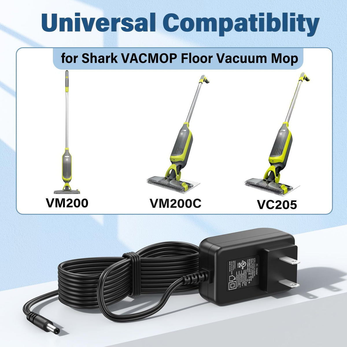 Vacuum Mop Charger Fit for Shark VACMOP VM200 (Old) Floor Tile Wood Cleaner