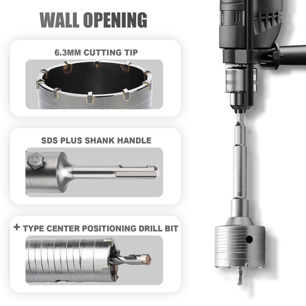 GRIXLEN 1.5 inch / 38mm Concrete Hole Saw with SDS Plus Shank Rod