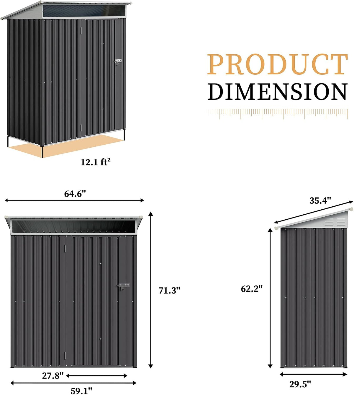 5x3 FT Outdoor Storage Shed with Window & Lockable Door | All-Weather Small Metal Tool Shed for Backyard Patio