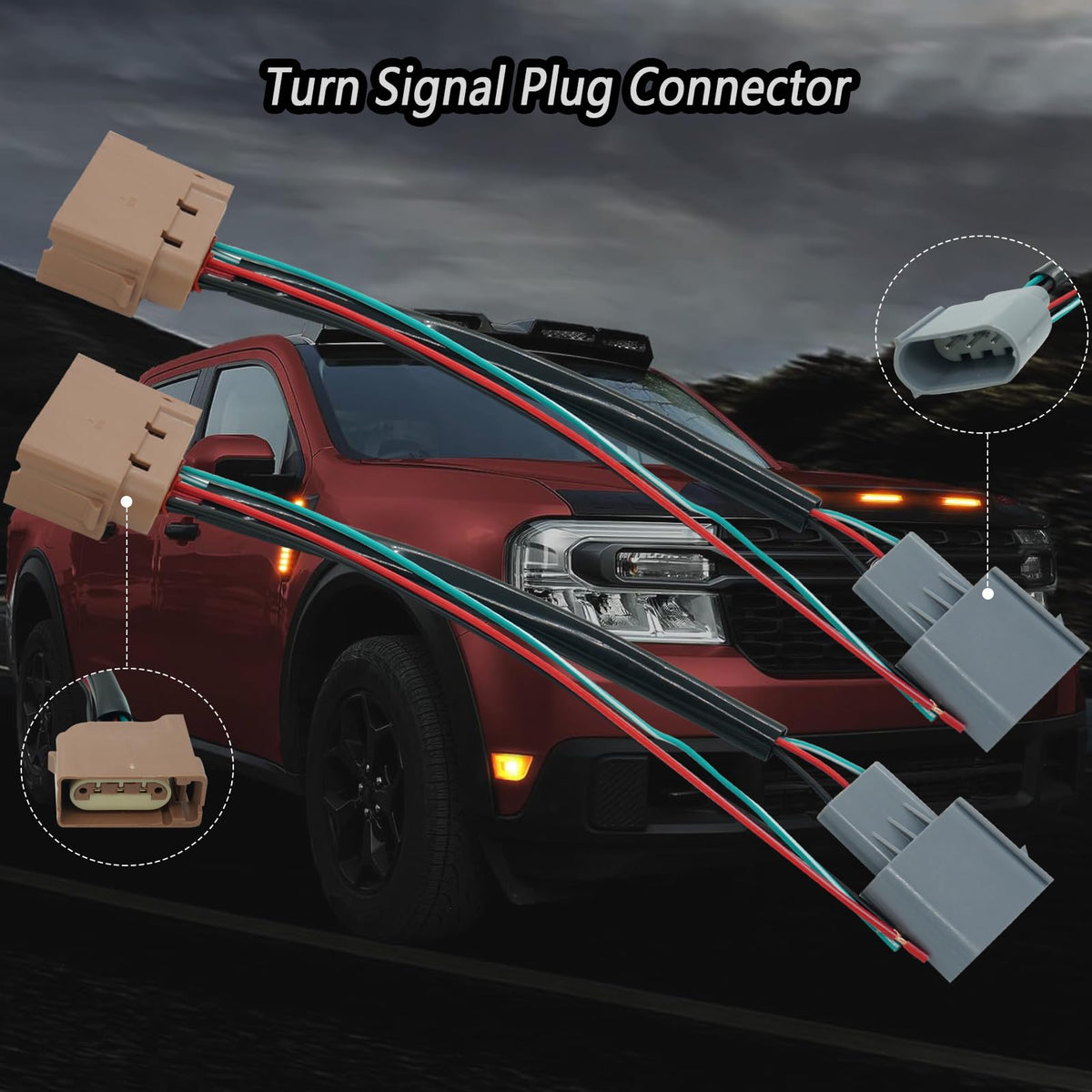 Micarun 2 Pcs Turn Signal Side Marker Connector Wiring Harness Pigtail Plug for Ford Maverick 2022-2024