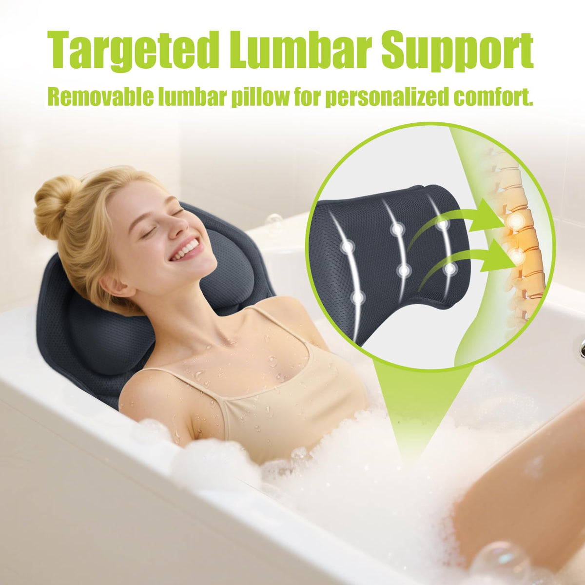 Full Body Bath Pillow for Tub - Extra Long & Thick Tub Pillow