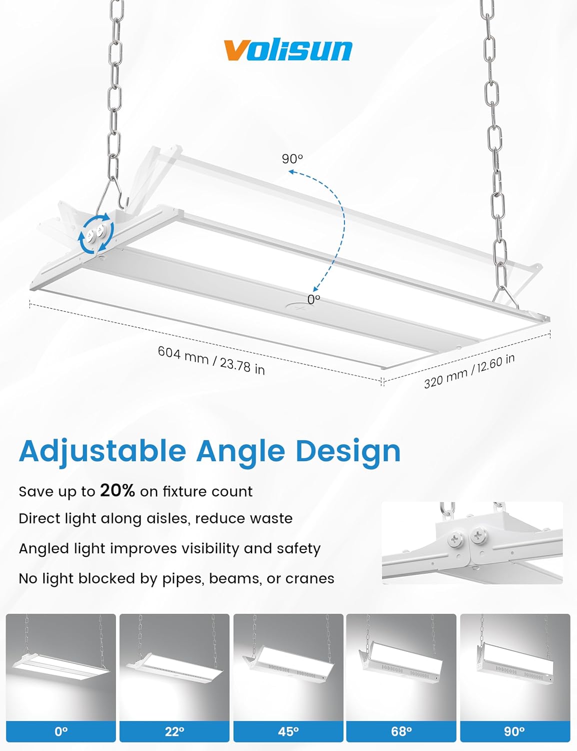 VOLISUN 2FT High Bay LED Shop Lights 4Pack, 200W 30000LM LED Linear Light