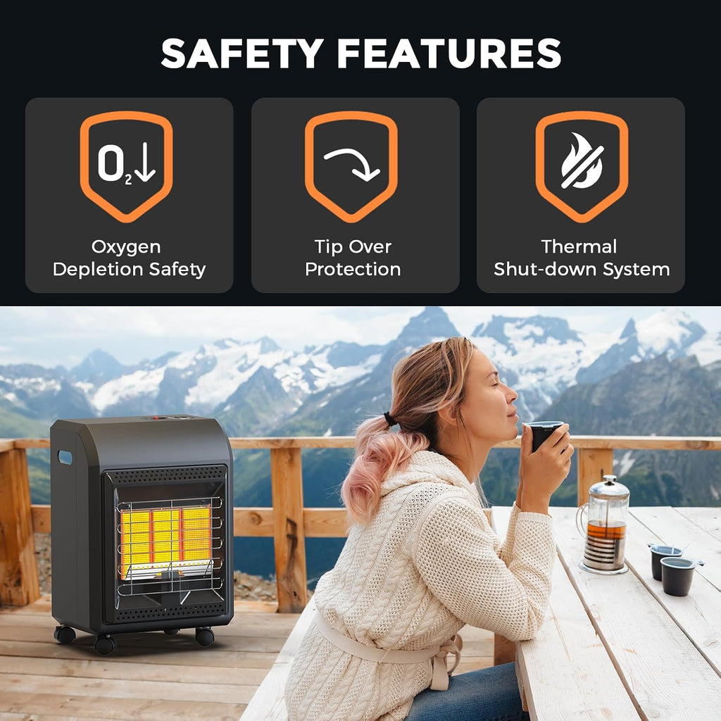 Propane Heater Outdoor 18000 BTU Portable Tank Heater Cordless