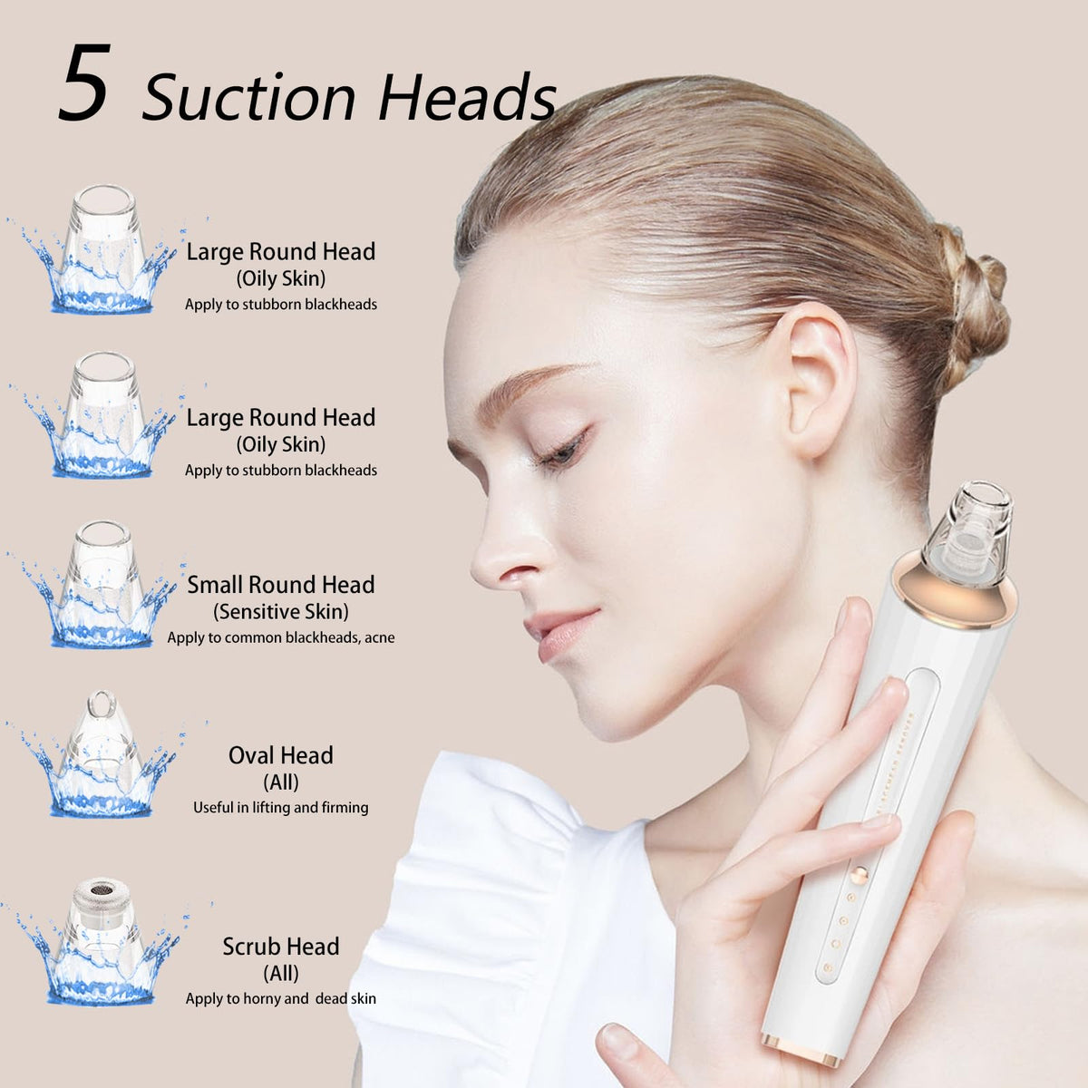 Blackhead Remover Pore Vacuum, Upgraded USB Rechargeable Facial Pore Cleaner Blackhead Removal Kit with 3 Suction
