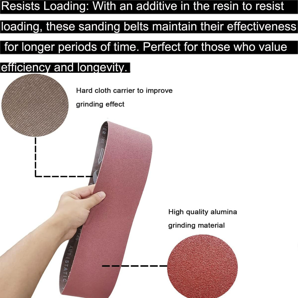 Tonmp 9 PCS 4" x 36" Premium Sander Belts - 3 Each of 40 80 120 Grit Aluminum Oxide Sanding Belts For Belt sander (4x36 inch)