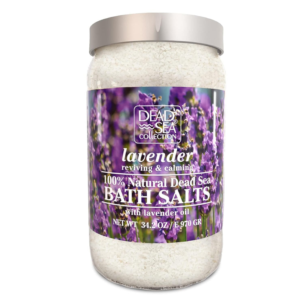 Bath Salts with Lavender – Pure Dead Sea Salt and Lavender Oil - Nourishing Soothing and Relaxing Skin and Muscle –