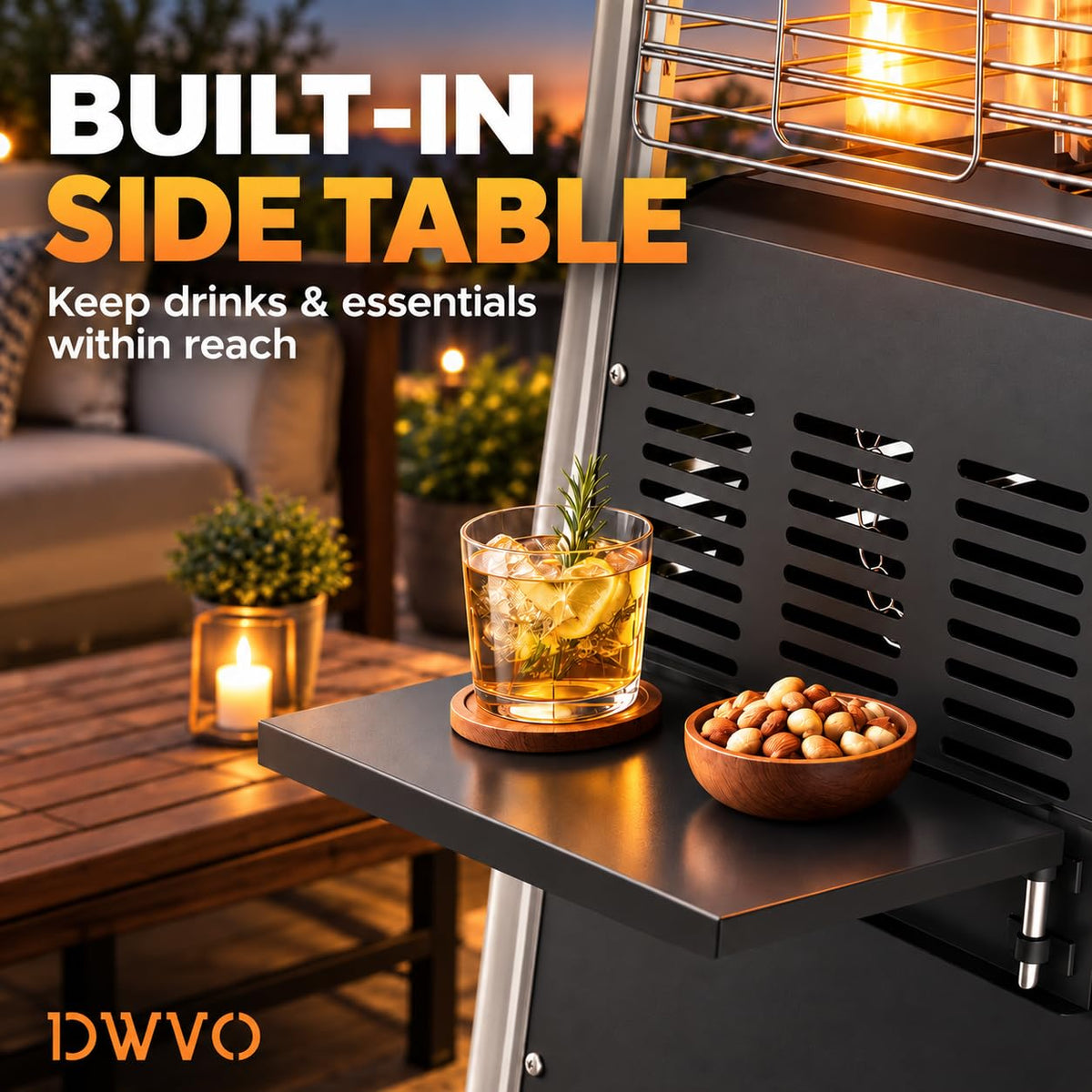 48,000 BTU Pyramid Patio Heater w/Side Panel,89" Propane Heater,Black