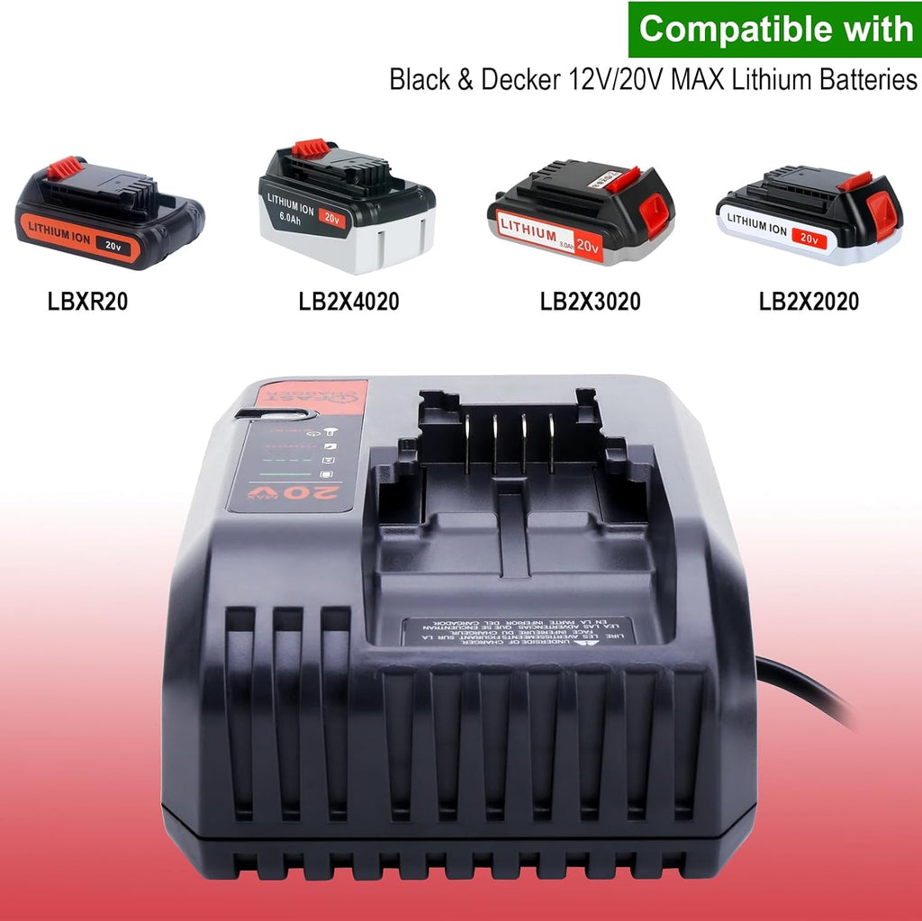 BDCAC202B 20V Fast Charger Compatible with Black&Decker 20V Lithium Battery