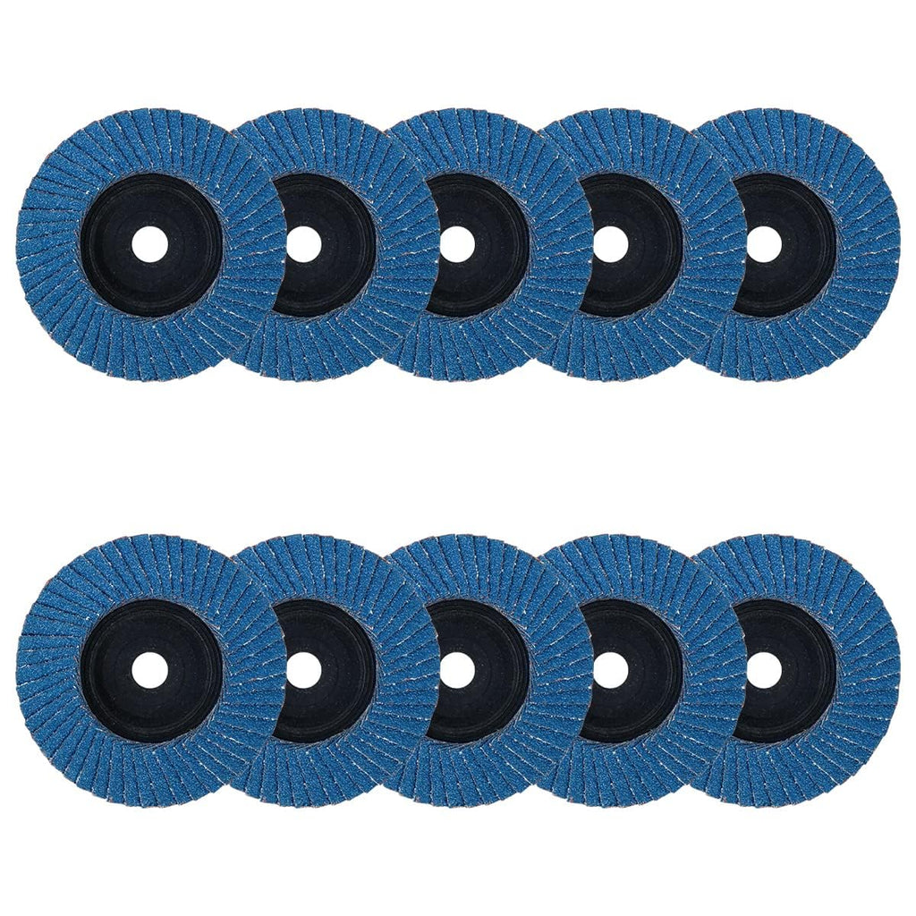 10 Pack 60 Grit 3 x 3/8 Inch Flap Disc for Angle Grinder, Type 27