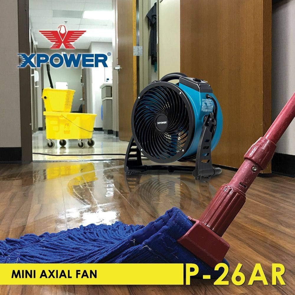 P-26AR Industrial Axial Air Mover, Blower, Fan with Build-in Power Outlets for Water Damage Restoration, Home and