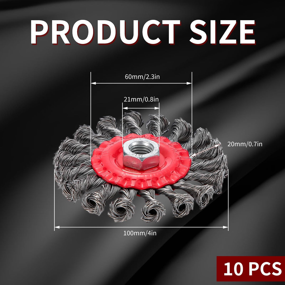 Idong 10 Pack 4 Inch Wire Wheels for 4-1/2" Angle Grinder, Twist Knotted Wire Wheel Brush with 5/8 Inch-11 Threaded Arbor, Carbon Steel Wire for Heavy Duty Rust, Paint, Corrosion Removal