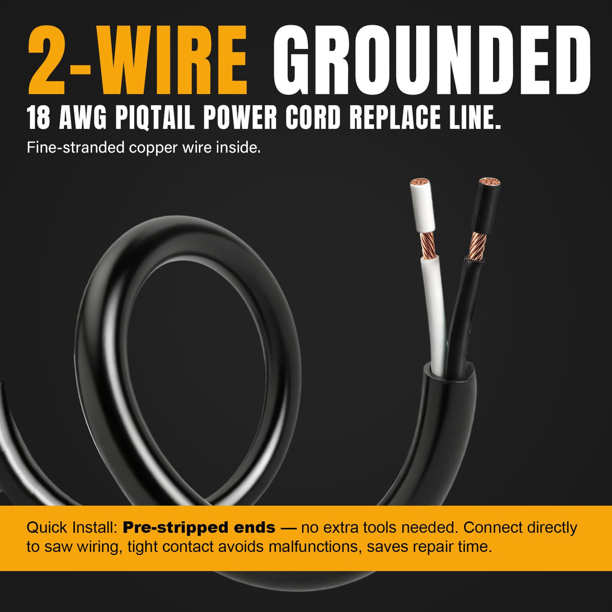 6-Feet 18/2 Power Cord Replacement for Metabo Grinder Drill Sander Tool