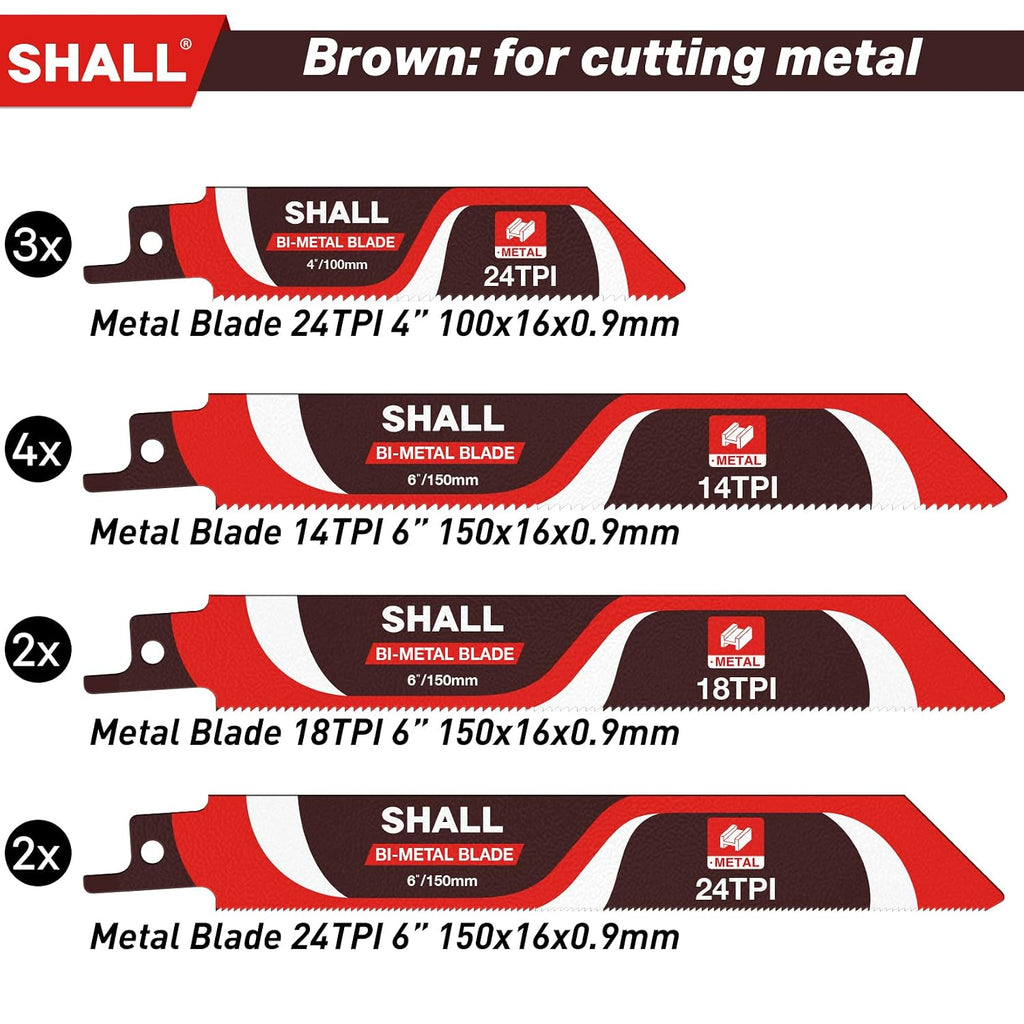 Shall Reciprocating Saw Blades (34pcs) Carbide Steel Replacement Saw Blade Kit for Tree Pruning, for Wood, Metal and Plastic, with Storage Bag