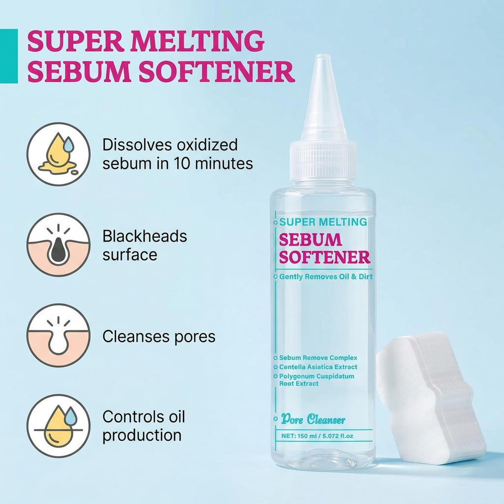 Super Melting Sebum Softener, Blackhead Remover Liquid for Deep Pore Cleansing, Gentle Dissolve Sebum with Centella
