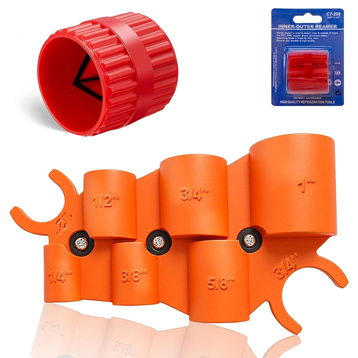 Pipe Deburring Tool Kit, 1/4'' to 1'' Adjustable, Inner/Outer Reamer for PVC, PPR, Brass, CPVC, PE-RT, Aluminum