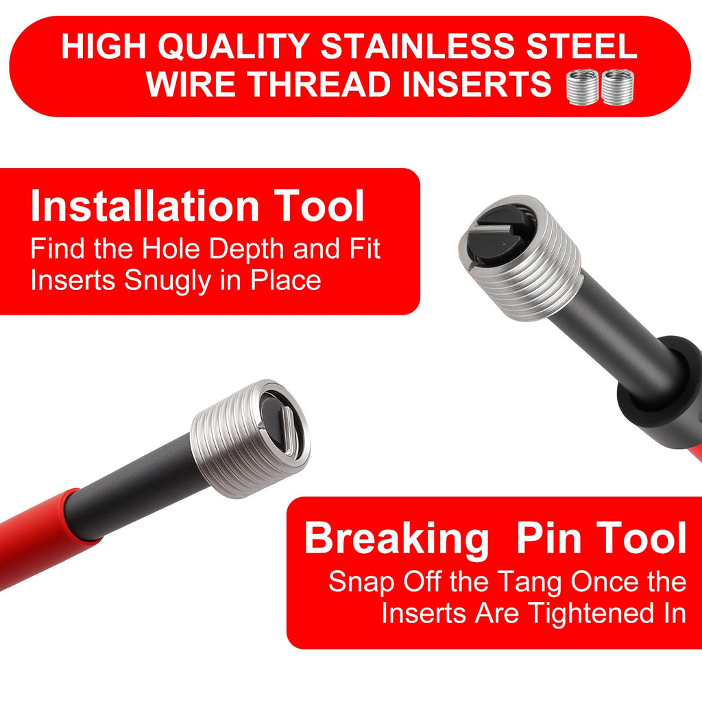 KUNGJUER Helicoil Metric Thread Repair Insert Kit, M12x1.75mm Rethreading