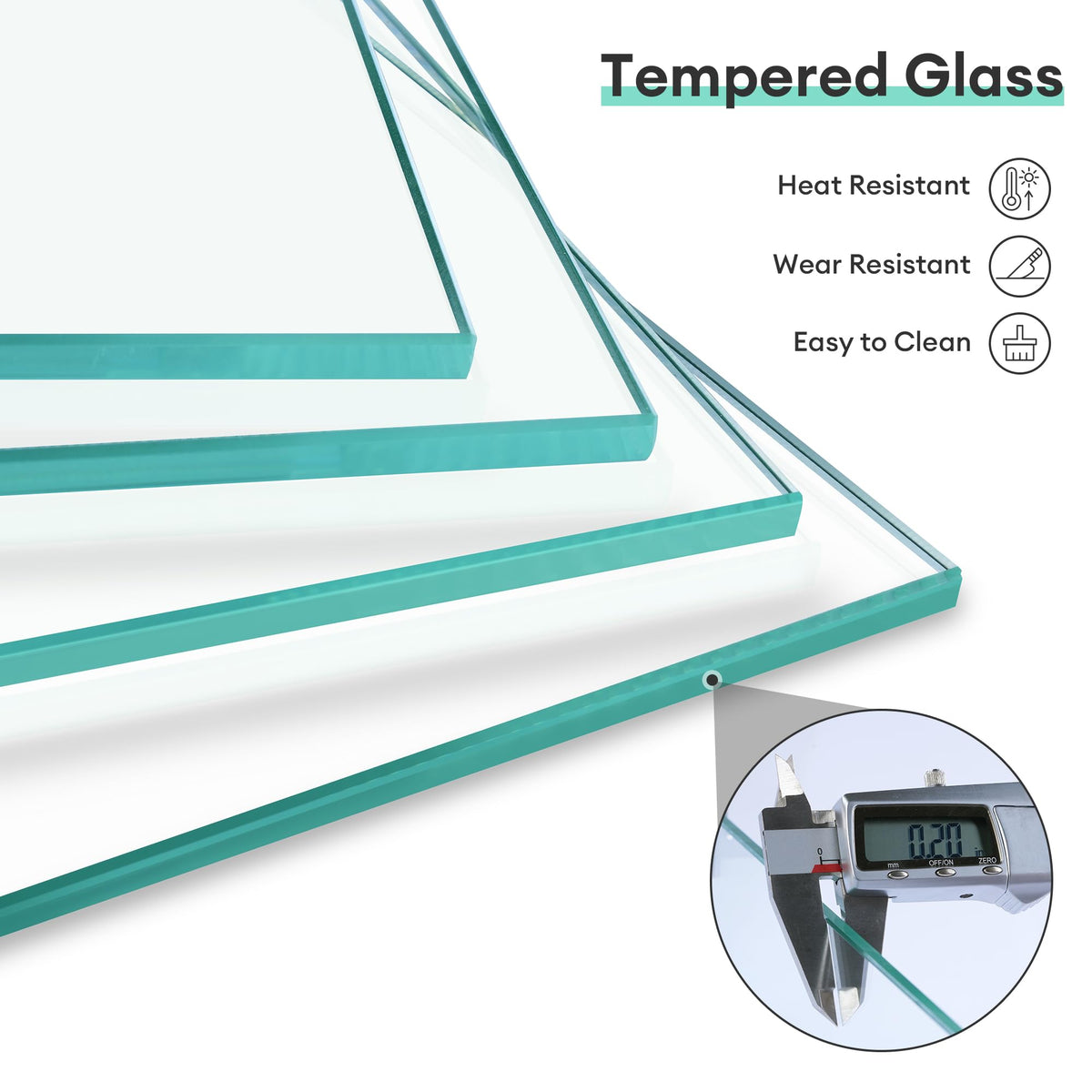 23.1"x 7.3"x 5.5" Rectangular Fire Pit Wind Guard,Transparent Tempered Glass,Polished Aluminum Brackets,3M Anti-Slip