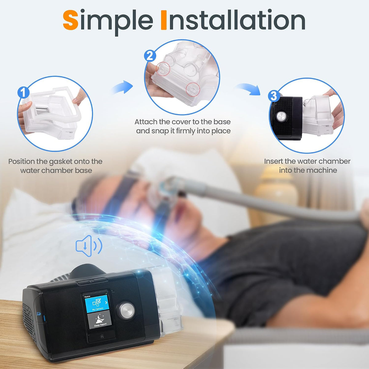 2 Packs Water Chamber for Airsense 10 & Aircurve 10, Leak-Free & Consistent Humidity Replacement CPAP Water Chamber with Top-Fill Port Technology, HumidAir Water Tank for ResMed Airsense 10 Supplies