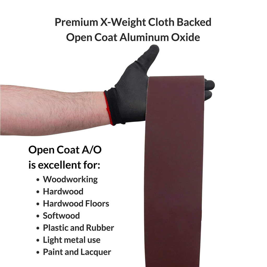 Red Label Abrasives 2 X 72 Inch 180 Grit Flexible Aluminum Oxide Multipurpose Sanding Belts for Woodworking, Leather, Rubber, Plastic, & Light Metal Working - Belt Sand Paper 6 Pack
