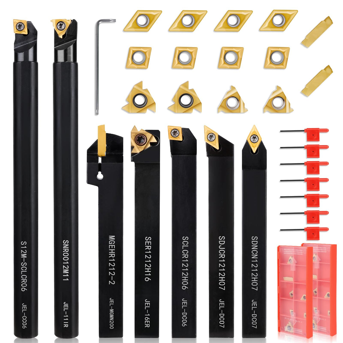 VERFUTHL Indexable Lathe Turning Tool 21Pcs Kit 1/2" 12mm Shank for Turning