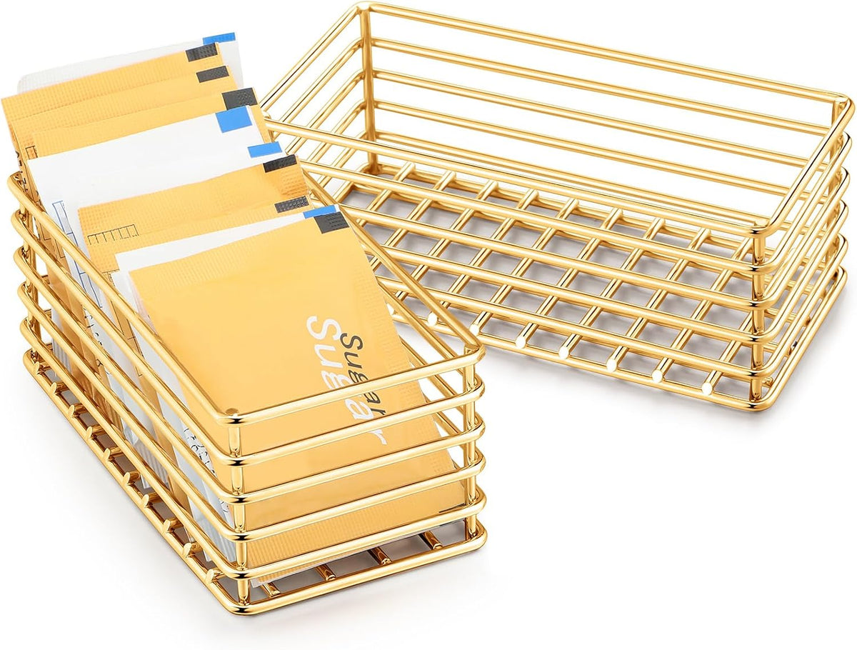 2 Pcs Sugar Packet Holders for Coffee Bar, Gold
