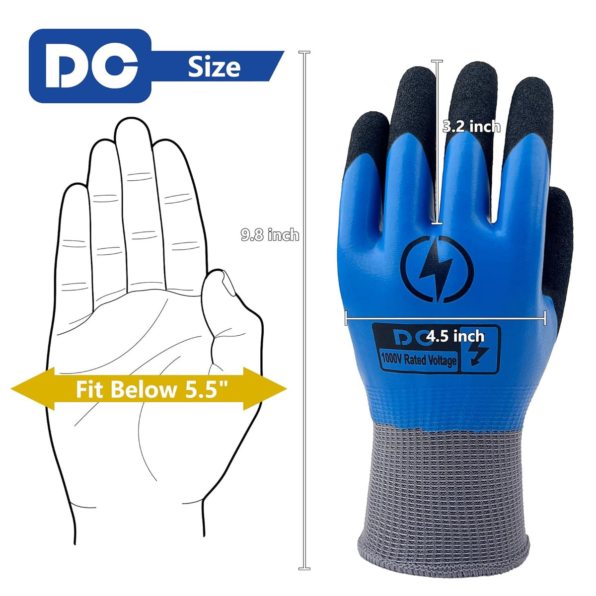 Insulated Electrician Gloves 1000V,ASTM D120 Certified High Voltage Resistant Flame Retardant Work Gloves, Electrical