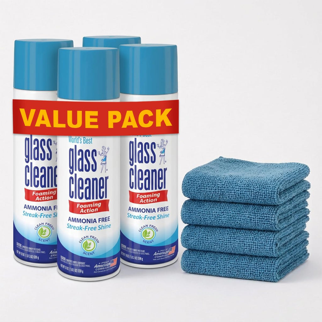 Foaming Glass Cleaner Spray, 4-Pack, 19 oz Each