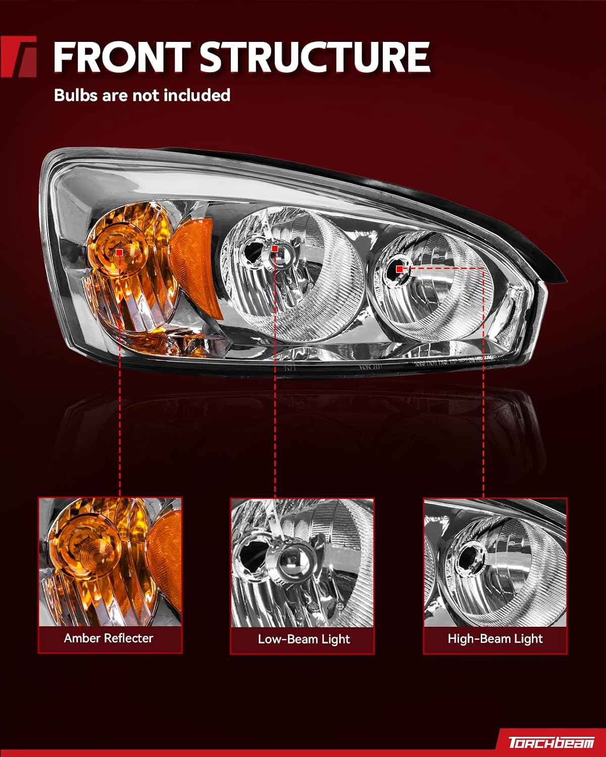 Torchbeam Headlight Assembly for 2004-2007 Chevy Malibu