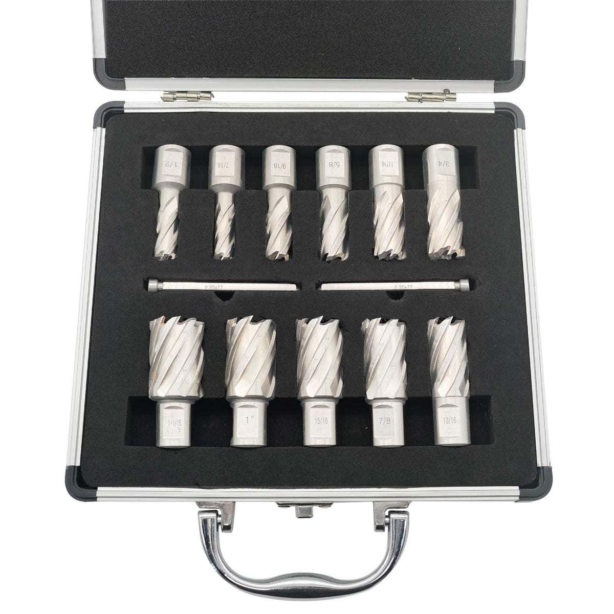 11pcs M2 HSS Annular Cutter Set 1" Depth 7/16" to 1-1/16" 3/4" Weldon Shank