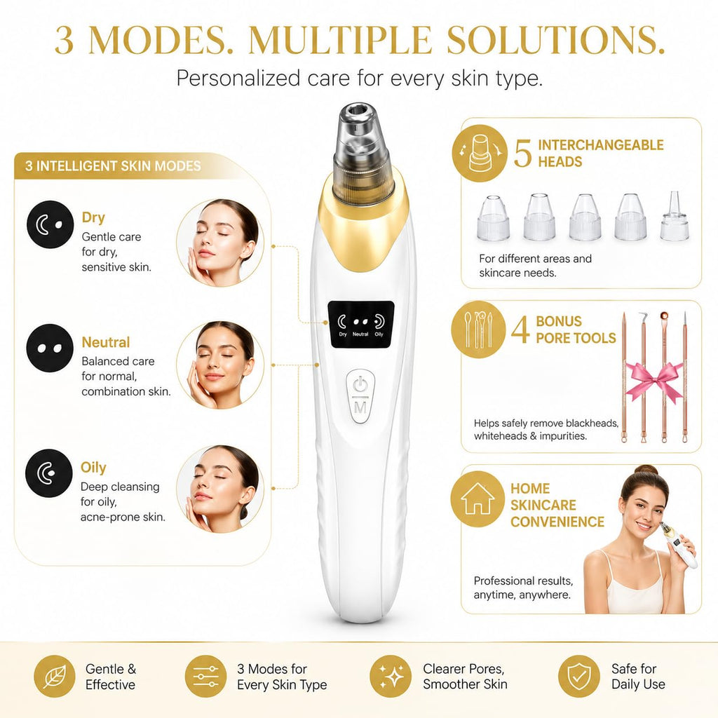 2026 Pore Vacuum, USB Rechargeable Blackhead Remover Vacuum -Gold