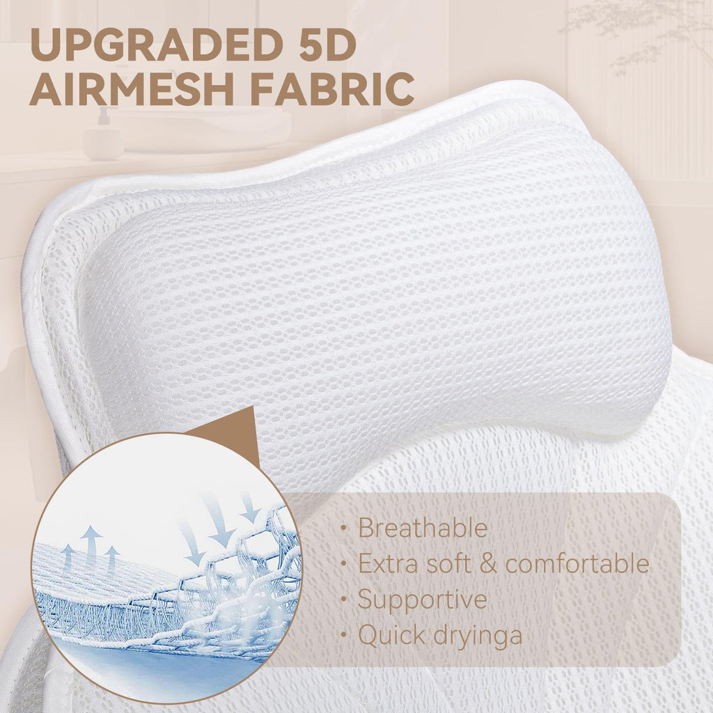 Bath Pillows for Tub - Luxury Bathtub Pillow Neck, Head, Back Support