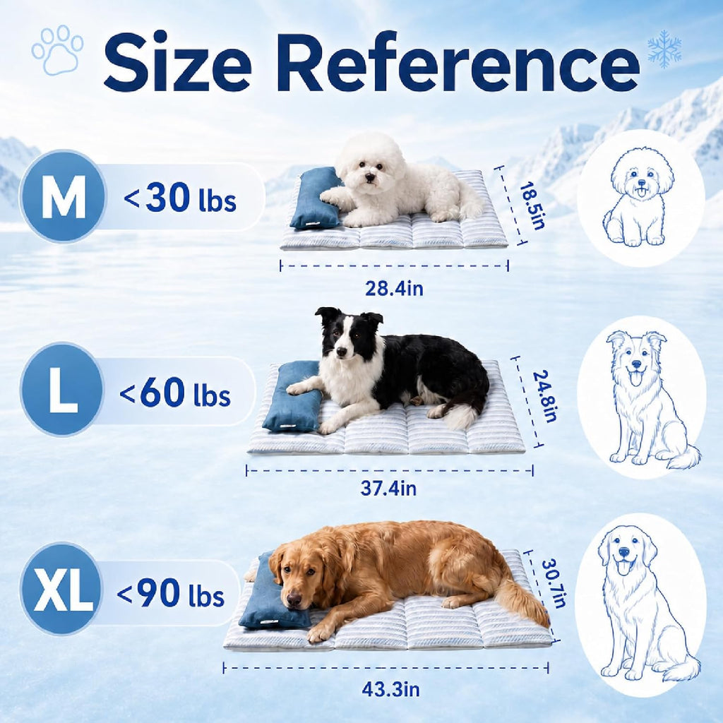 Dog Cooling Mat for Extra Large Dogs, Cooling Bed for Dogs with Pillow