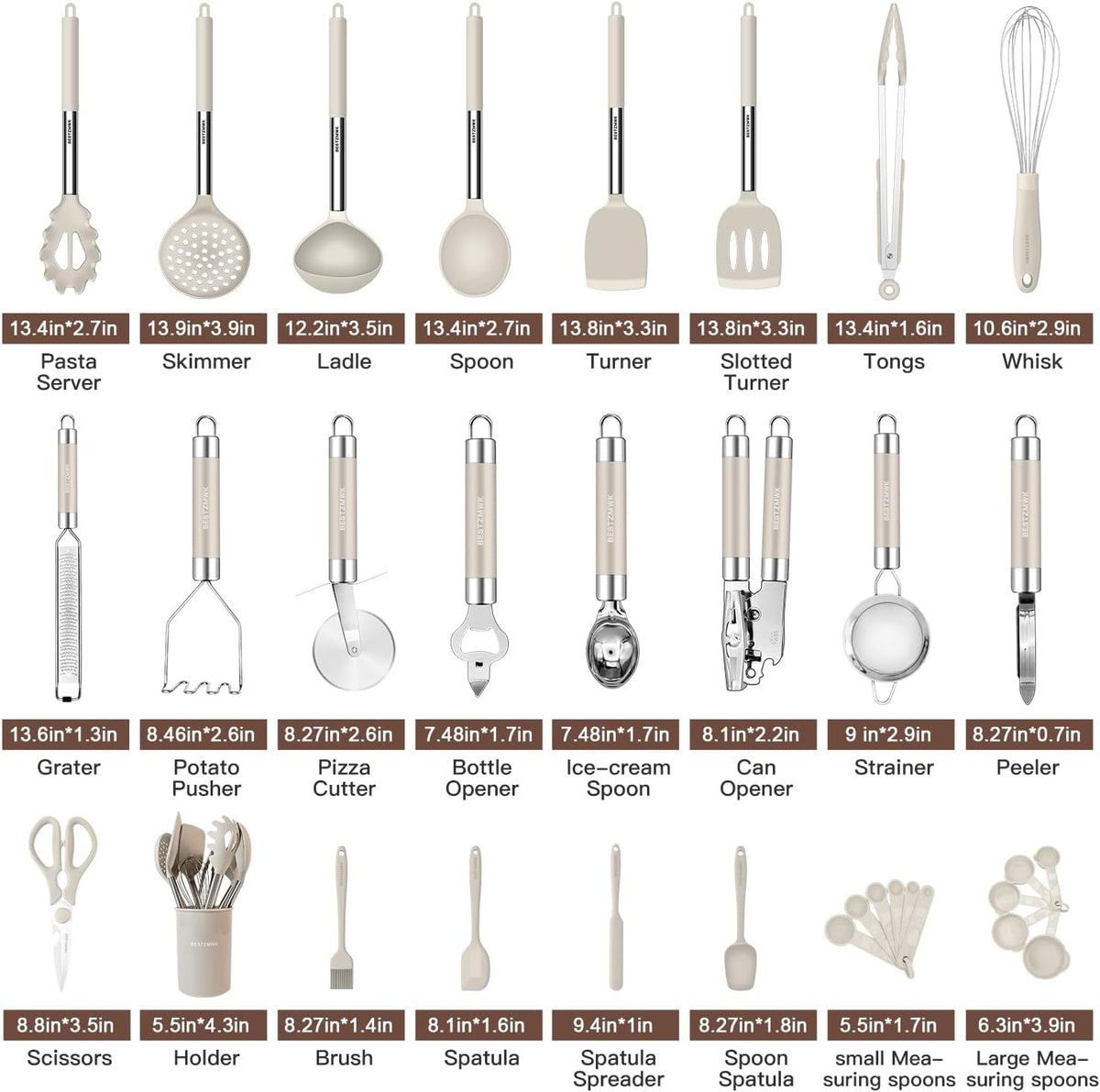 Kitchen Utensils Set-Silicone Cooking Utensils-33pcs Non-Stick Silicone Cooking Kitchen Utensils Spatula Set with