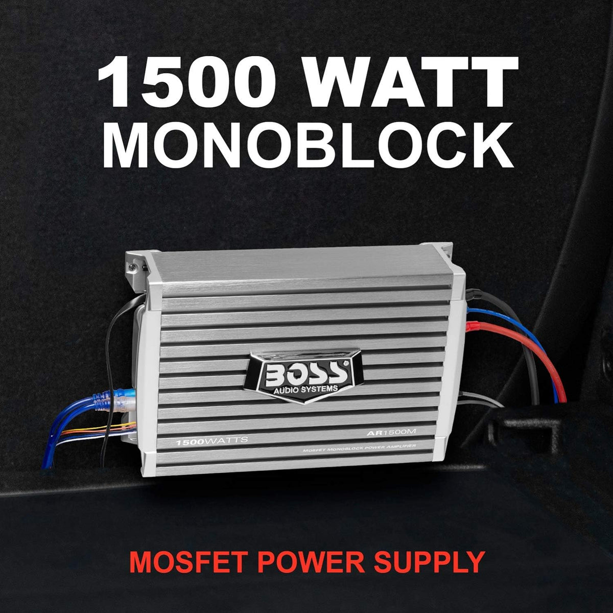 AR1500M Monoblock Car Amplifier - 1500 High Output, High/Low Level Inputs, Low Pass Crossover, Hook Up to Subwoofer