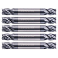 5Pcs 5/16" 4 Flute Solid Carbide Square End Mill, Double End, AlTiN Coated