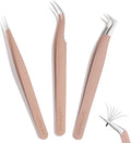 Lash Tweezers for Eyelash Extensions, LANKIZ 3 PCS Eyelash Tweezers Set