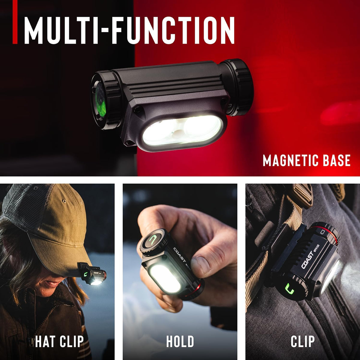WPH20R 2000 Lumen IP67 Waterproof USB-C Rechargeable+ Headlamp with SPOT and Flood Beams, Pocket and Hat Clip, 6