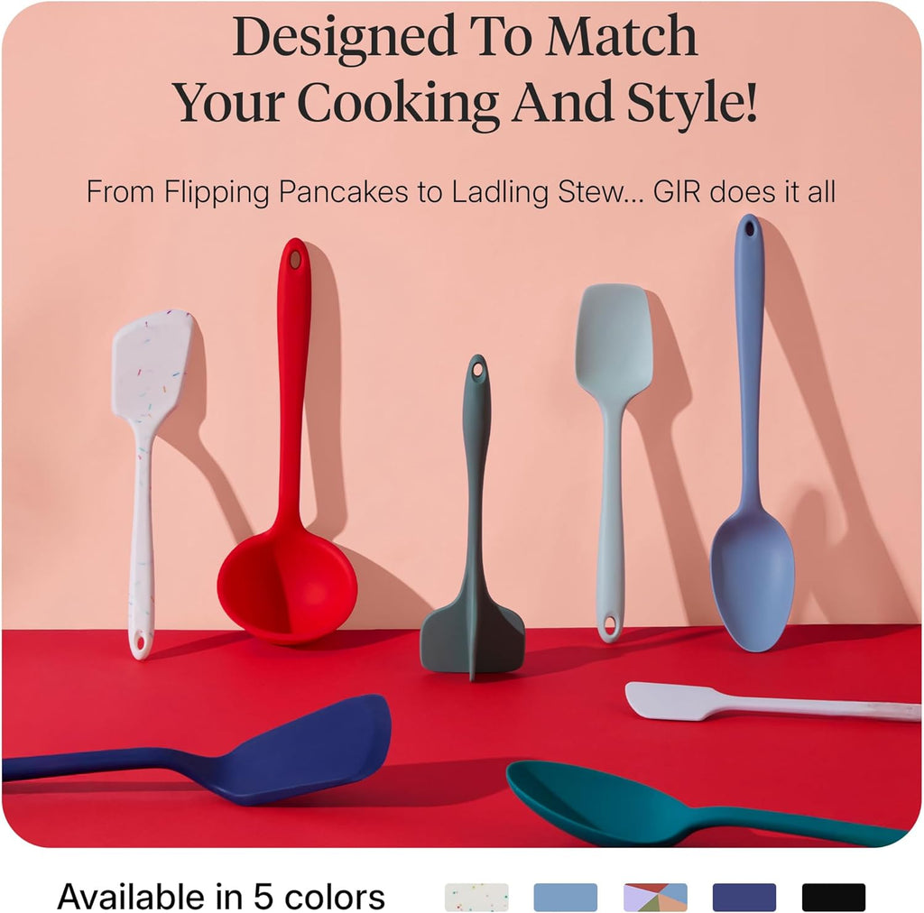 Get It Right 5 Piece Silicone Ultimate Kitchen Utensils Set - Ladle, Spatula, Flip, Spoon & Spoonula - Non-Toxic