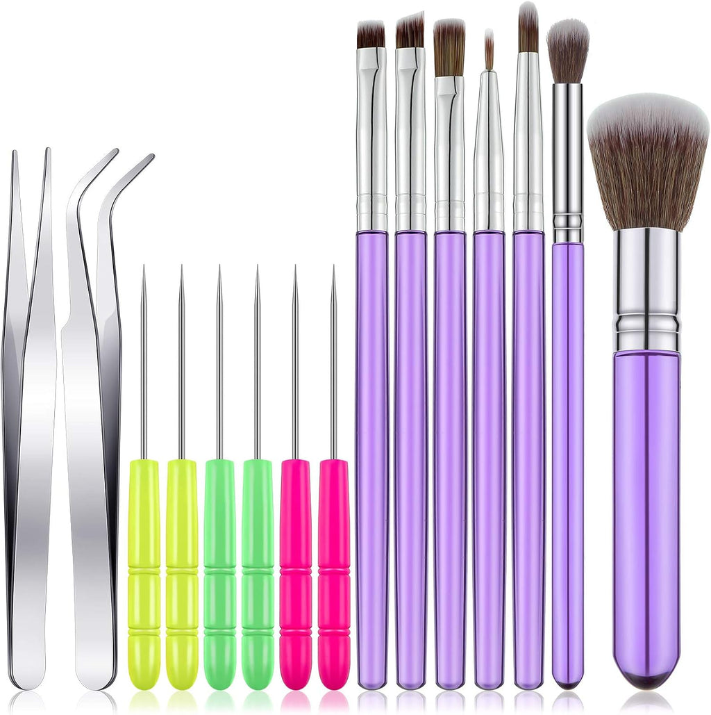 15 Pcs Decorating Brushes Fondant Tool Set for Cake, Purple