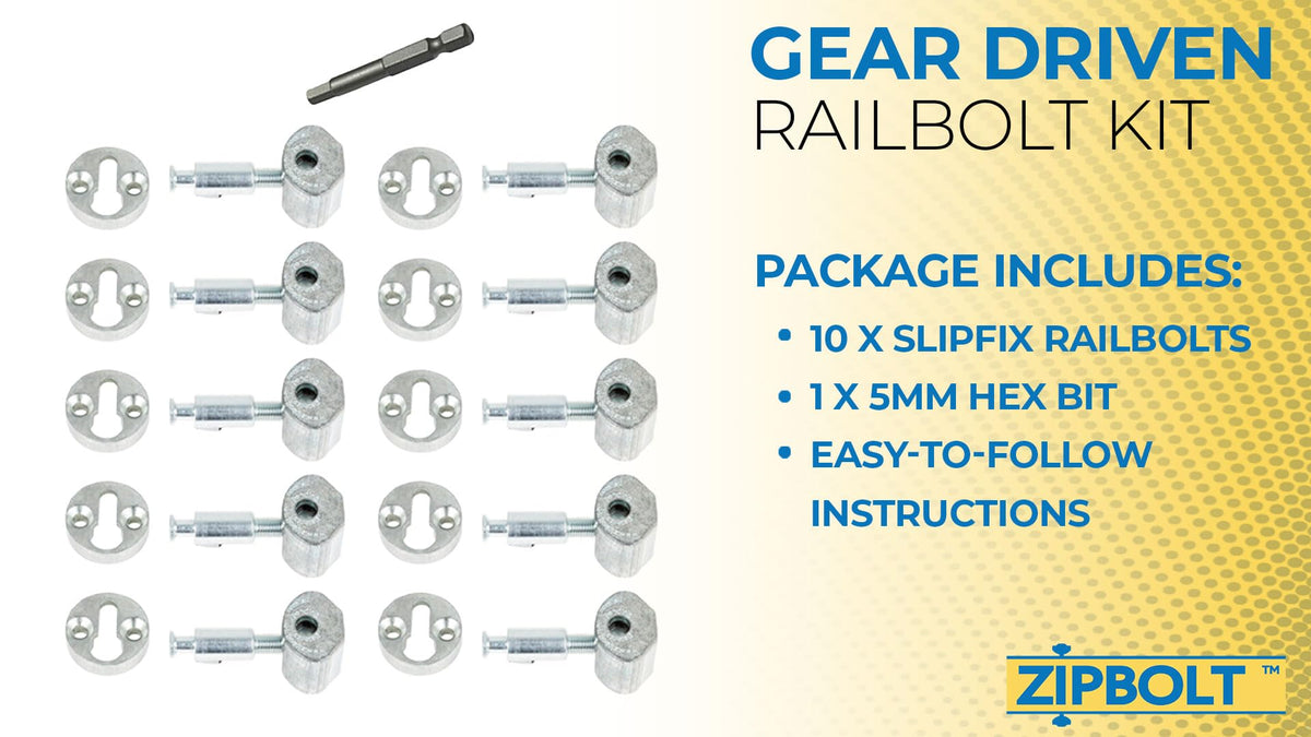 13.801 Slipfix Railbolt Bulk Pack — Staircase Handrail Post to Post Fastening Solution, Durable, Fast, and Easy