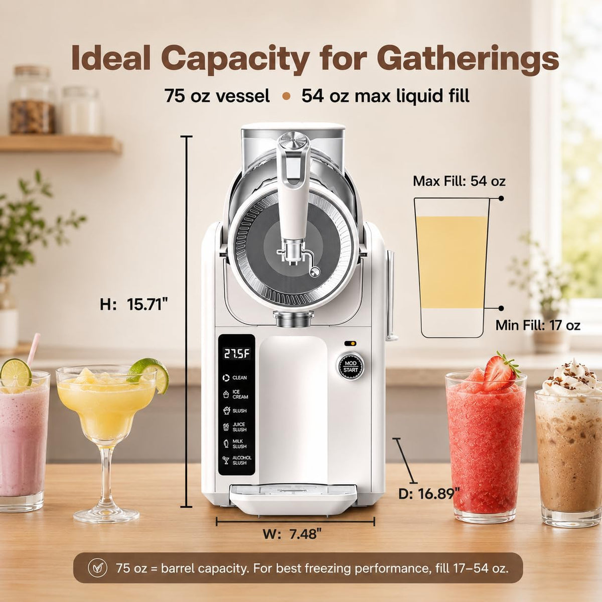 Slushie Machine for home, No Ice Needed, Soft Serve Ice Cream Maker
